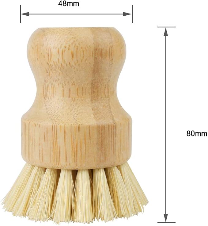 2 Pack Bamboo Dish Scrub Brush, Picowe Natural Scrub Cleaning Brush Vegetable Brush for Dishes Cast Iron Pots Pans, Used in Bathroom Kitchen Sink Household Cleaning