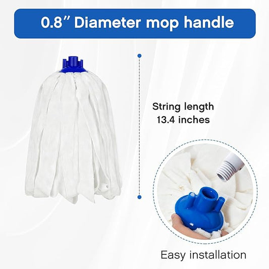 Tanlade 12 Pcs Mop Head Replacement for 0.8 Inch Diameter Mop Handle White Microfiber Cloth Refill Washable Refill Reusable Floor Cleaning Compatible with 0.8 Inches Diameter Stick