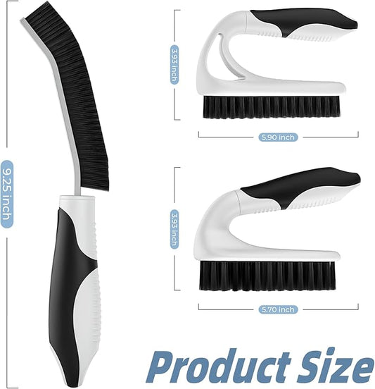 Scrub Brush Set, Heavy Duty Scrub Brushes Crevice Cleaning Brush with Stiff Bristles, 3 Different Brushes Included for Household Use, Grout, Tile, Bathroom, Kitchen, Bathtub, Floor