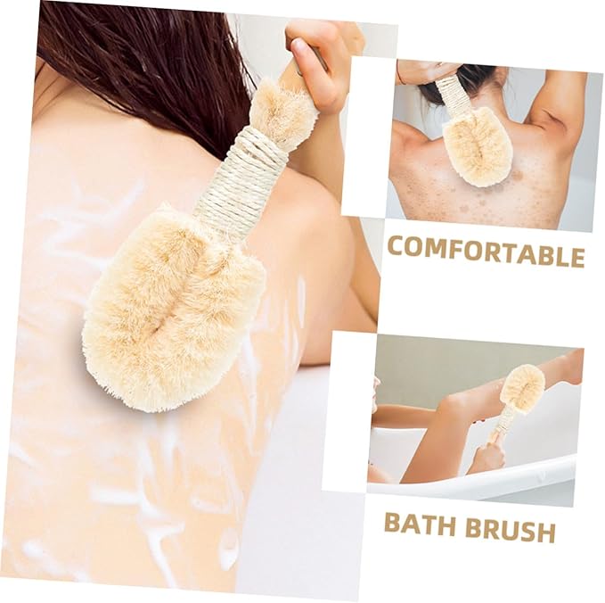 2pcs Natural Sisal Dry Bath Brush Exfoliating Body Scrubber for Shower and Bath Ergonomic Handle Plant for Skin Cleaning and Dead Skin Removal
