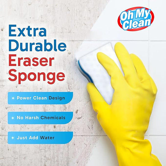 (100 Pack) Extra Durable Eraser Sponge - Extra Thick, Long Lasting, Premium Melamine Sponges in Bulk - Multi-Purpose Power Scrubber - Bathroom, Kitchen, Floor, Bathtub, Toilet, Baseboard, Wall Cleaner
