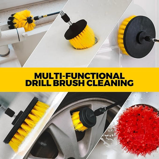 Holikme 22Pack Drill Brush Attachments Set,Scrub Pads & Sponge, Buffing Pads,Power Scrubber Brush,Car Polishing Pad Kit,Wax Applicator Pad,Car Cleaning Kit,Masonry Brushes,Cleaning Supplies