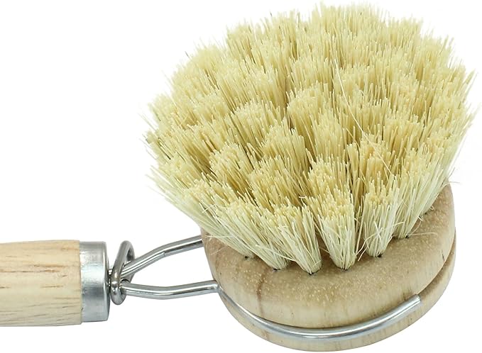 8Pcs Wooden Dish Brush Set, 8Pcs Bamboo Scrub Brush Replacement Heads and 1 Handle for Kitchen Pots and Pans Cleaning Supplies(Sisal)