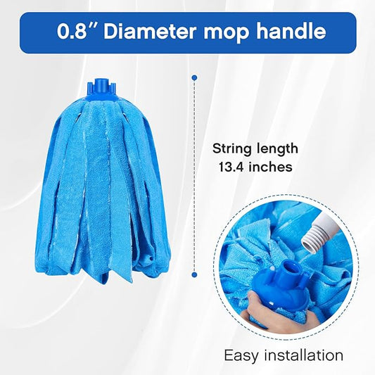 Tanlade 6 Pcs Mop Head Replacement for 0.8 Inch Diameter Mop Handle Blue Microfiber Cloth Refill Washable Refill Reusable Floor Cleaning Compatible with 0.8 Inches Diameter Stick