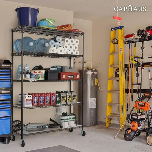 CAPHAUS NSF Commercial Grade Heavy Duty Wire Shelving w/Wheels, Leveling Feet & Liners, Storage Metal Shelf, Garage Shelving Storage, Utility Wire Rack Storage Shelves, 48 x 18 x 76 4-Tier w/Liner