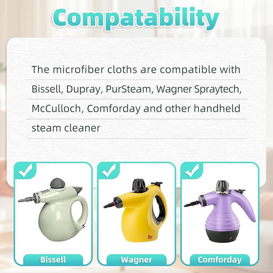 10 Pack Microfiber Cloth for Handheld Steam Shot, Steam Cleaner Accessories, Reusable Washable Steam Mop Pads Compatible with Most of Handheld Steam Shot/Cleaners (Grey)