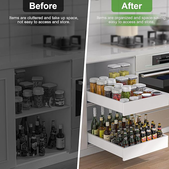 MyLifeUNIT Wooden Pull Out Drawers for Cabinets, 18"W Fully Assembled Pull-Out Cabinet Organizer Shelves, Soft Close Slide Out Drawer for Kitchen Cabinet