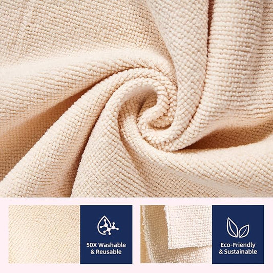 & PLUSH Microfiber Cleaning Cloth Roll - 85 Pack, Tear Away Microfiber Towels, 12" x 12", Reusable, Washable, Streak Free, Ultra Absorbent Dish Rags for Car, Home, Garage or Shop (Beige)