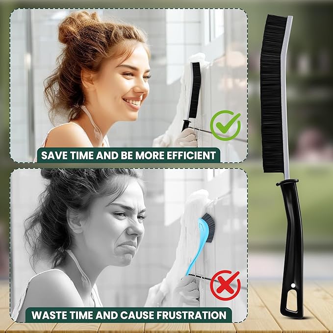 Crevice Cleaning Brush Set – 3Pcs Hard Bristle Cleaning Tools for Grout, Tile Floors, Gaps & Narrow Spaces – Small Grout Scrub Brush for Cleaning Bathroom, Shower, Window Tracks, Kitchen