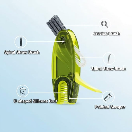 4 in 1 Cup Lid Gap Cleaning Brush Set 3 Pcs - Multifunctional Bottle Cleaning Brush Portable Silicone Cup Lid Cleaner | Tools for Home Kitchen and Travel