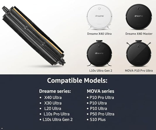 Replacement TriCut Brush Compatible for Dreame X40 L10s Ultra Gen 2 MOVA P10 Pro Ultra / P10 Ultra / P50 Pro Ultra Robotic Vacuum Cleaners Main Roller Brush 1-Pack