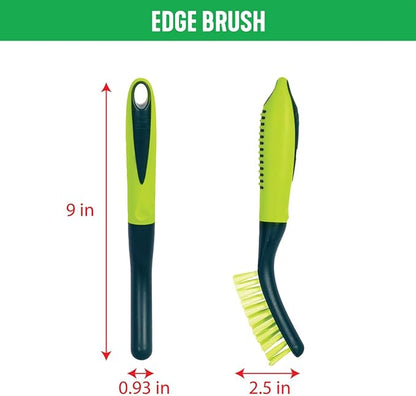 Pine-Sol Scrub Brush Set - Long Handle Cleaning Brushes with Heavy Duty Bristles and Comfort Grip - Scrubbers for Kitchen, Household, and Dishwashing, 5 Pieces
