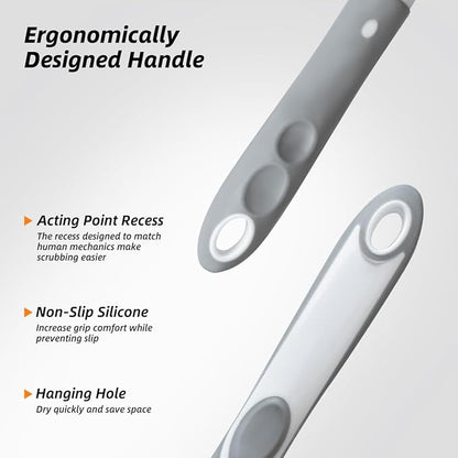 3 Pack Heavy-Duty Scrub Brush Set, Grout Brush, Shower Squeegee, Shower Cleaning Brush with Non-Slip Grip and Stiff Bristles Scrub Brushes for Cleaning Bathroom, Kitchen, Tile, Grout, Tub, Floor, Sink