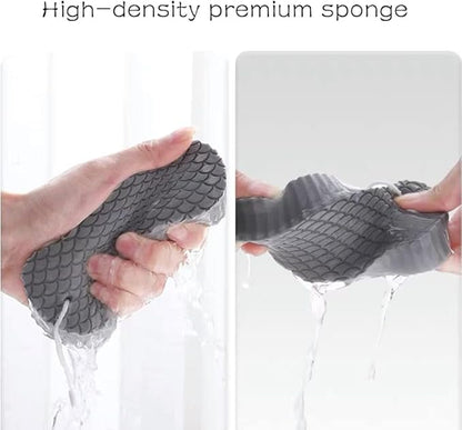 Magic Exfoliating Bath Sponge, Upgraded Magic Exfoliating Body Scrubber, 3D Super Soft Bath Shower Sponge for Body Removes Dead Skin (2PCS)
