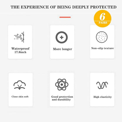 6-Pair 17.8-Inch Elbow - Length Reusable Rubber Waterproof Household Cleaning and Kitchen Dishwashing Gloves