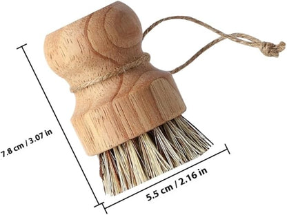 Multi-Function Dish Scrub Brush Wok Cleaning Brush 2pcs with Short Handles Natural Sisal Coconut Fiber Bristles Portable Kitchen Cleaning Accessories for Household Cookware