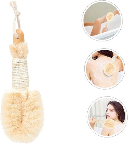 2pcs Natural Sisal Dry Bath Brush Exfoliating Body Scrubber for Shower and Bath Ergonomic Handle Plant for Skin Cleaning and Dead Skin Removal