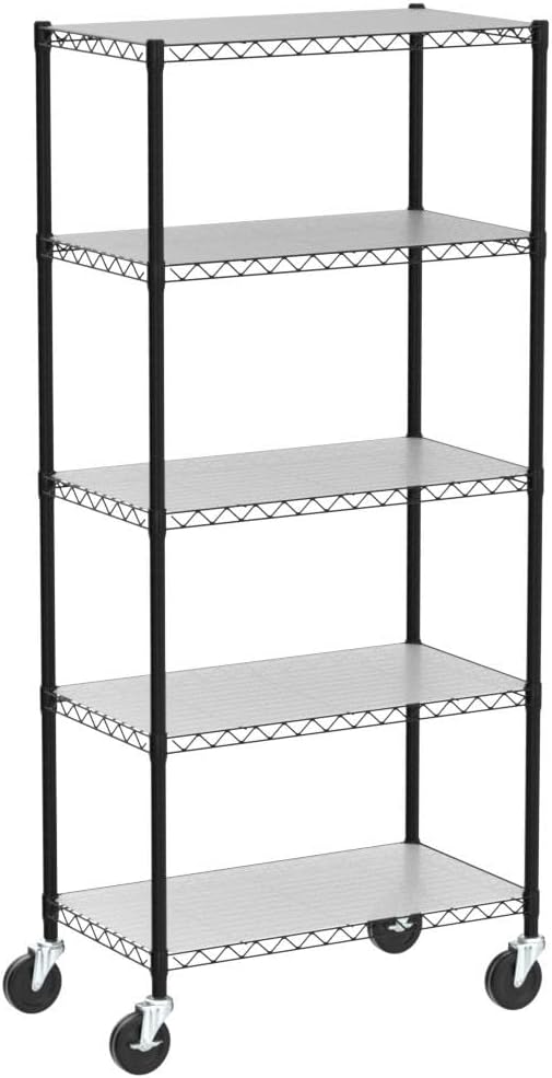 CAPHAUS NSF Commercial Grade Heavy Duty Wire Shelving w/Wheels, Leveling Feet & Liners, Metal Shelf, Garage & Utility Storage, 5-Tier 30x14x64
