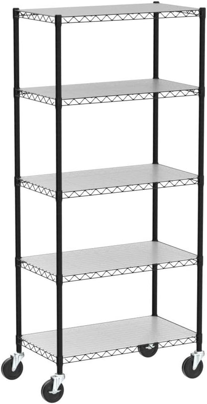 CAPHAUS NSF Commercial Grade Heavy Duty Wire Shelving w/Wheels, Leveling Feet & Liners, Metal Shelf, Garage & Utility Storage, 5-Tier 30x14x64