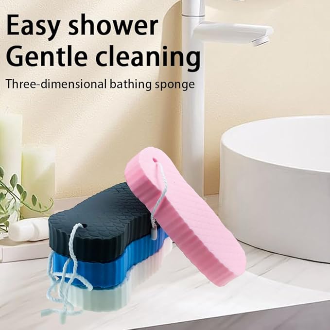 4PCS Magic Exfoliating Bath Sponge Set, 3D Super Soft Body Scrubber, Reusable Exfoliating Shower Sponge for Dead Skin Removal, Suitable for All Skin Types (4 Colors)