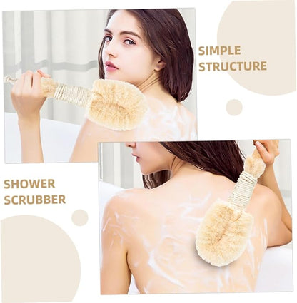 2pcs Natural Sisal Dry Bath Brush Exfoliating Body Scrubber for Shower and Bath Ergonomic Handle Plant for Skin Cleaning and Dead Skin Removal
