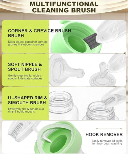 4 in 1 Cup Lid Gap Cleaning Brush Set 3 Pcs - Multifunctional Bottle Cleaning Brush Portable Silicone Cup Lid Cleaner | Tools for Home Kitchen and Travel