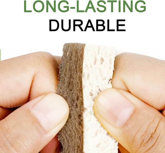 CELOX 6 Pack Coconut Fiber Biodegradable Sponges, Non Scratch Kitchen Cleaning Sponge, Eco-Friendly Dual-Sided Sponge for Dishwashing