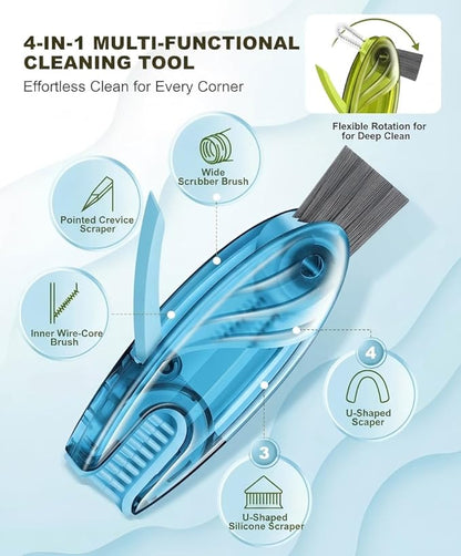 4 in 1 Cup Lid Gap Cleaning Brush Set 3 Pcs - Multifunctional Bottle Cleaning Brush Portable Silicone Cup Lid Cleaner | Tools for Home Kitchen and Travel