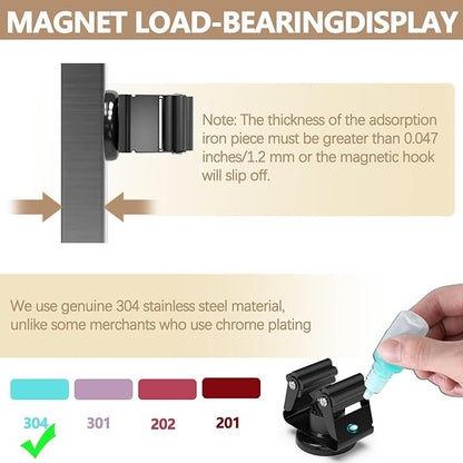 3-H Magnetic Broom Holder with Strong Magnetic Hook 8 Pack,Broom Holder Wall Mount for Garage Garden Shed Storage System Laundry Room Home Kitchen Organization