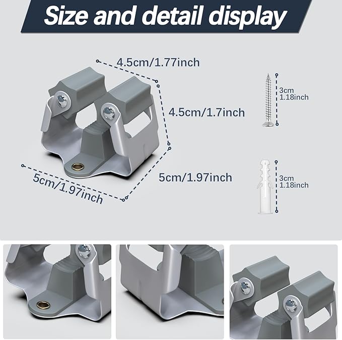 3-H Mop and Broom Holder Wall Mount,Mop Hanger 15 Pack for Organizing Yard Tool,Rake Handle up to 1.38Inch