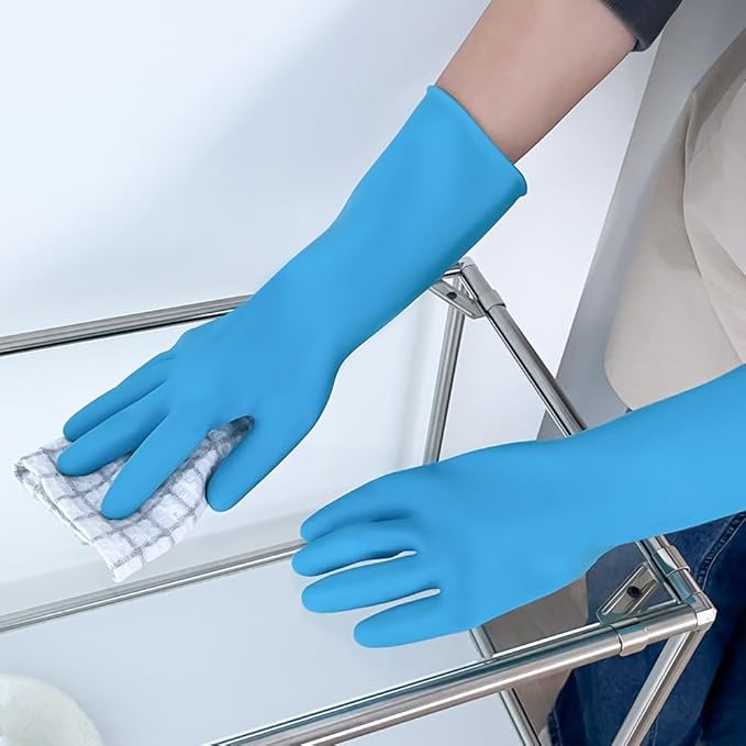 Rubber Gloves for Dishwashing & Household Odor-Free, Comfortable Fit, Reusable, Non-Slip Made in Korea (5 Pairs)