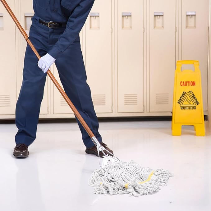 KeFanta 6 Pack Heavy Duty Commercial Mop Head Replacement,Wet Industrial Cotton Looped End String Mops Refill for Floor Cleaning,Yellow