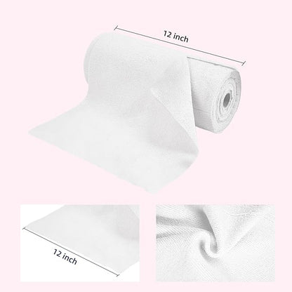 & PLUSH Microfiber Cleaning Cloth Roll - 100 Pack, Tear Away Microfiber Towels, 12" x 12", Reusable, Washable, Streak Free, Ultra Absorbent Dish Rags for Car, Home, Garage or Shop (White)