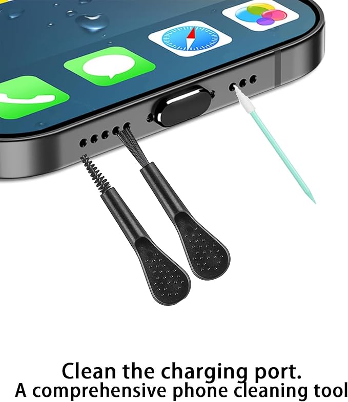 Mobile Fhone Speaker Metal Dust Mesh for iPhone 17, TypeC Charging Port Dust Plug, USB C Cleaning Brush Cleaning Tool Set for iPhone 1615 Series