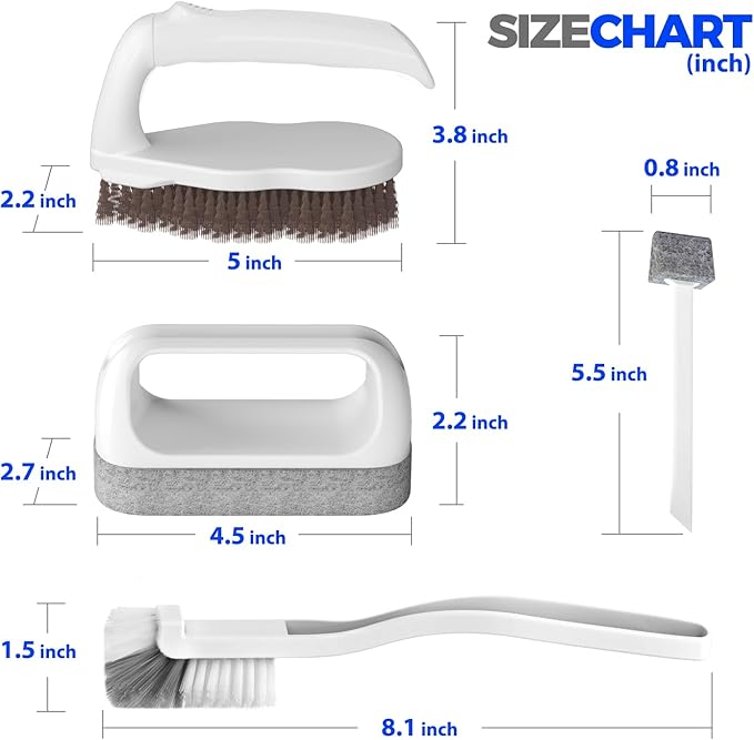 Holikme 7 Pack Deep Cleaning Brush Set, Scrub Brush, Grout Brush, Pool Brush, Scrub Pads with Scraper Tip Scouring Pads, for Pool Walls, Bathroom, Floor, Tub, Shower and Kitchen Surface (Brown)