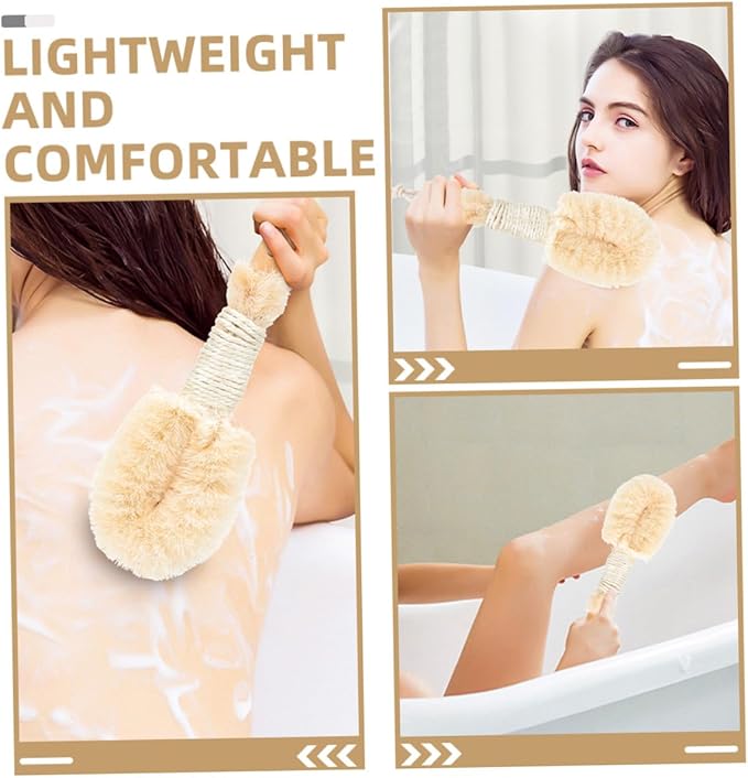 2pcs Natural Sisal Dry Bath Brush Exfoliating Body Scrubber for Shower and Bath Ergonomic Handle Plant for Skin Cleaning and Dead Skin Removal