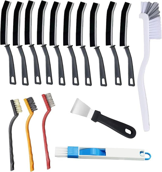 16 Pcs Crevice Cleaning Brush Set Multifunctional Hard Bristle Gap Cleaning Supplies Tool for Kitchen Window Track Grout Shower Cup Sink Corner Toilet Bathroom Cleaning Brushes Small Spaces
