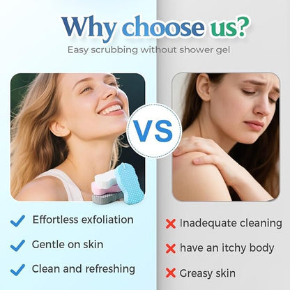 Exfoliating Bath Sponge, 2026 New Super Soft Exfoliating Bath Sponge Set, Exfoliate Body Scrubber Skin Friendly & Reusable for Adults Women and Men (4Pcs)