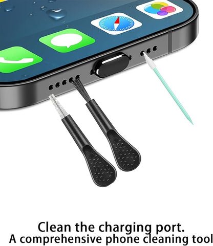 Mobile Phone Speaker Metal Dust Mesh, Charging Port dust Plug, Cleaning Brush Cleaning Tool Set for iPhone 14 13 12 11 X XS XR 8 7 SE Series (Lightning)