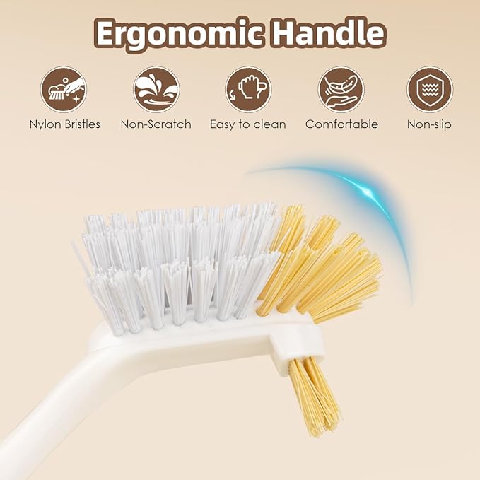 5 Pack Kitchen Dish Brush Set with 2 Dish Brush, Palm Scrub Brush and 2 Straw Brush for Kitchen Dishes Bottle Cup Pot Pans and Straws