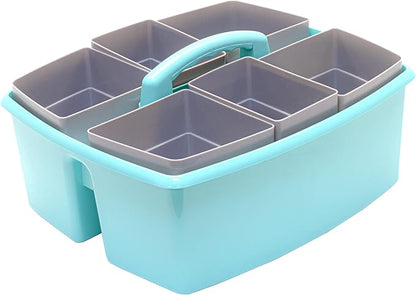 Storex Large Classroom Caddy with Cups, 13 x 11 x 6.575 Inches, Teal, Case of 2 (00984U02C)