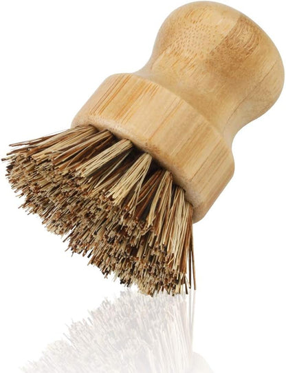 2 Pack Bamboo Dish Scrub Brush, Picowe Natural Scrub Cleaning Brush Vegetable Brush for Dishes Cast Iron Pots Pans, Used in Bathroom Kitchen Sink Household Cleaning