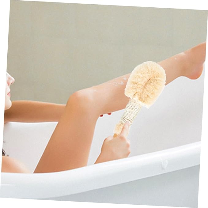 2pcs Natural Sisal Dry Bath Brush Exfoliating Body Scrubber for Shower and Bath Ergonomic Handle Plant for Skin Cleaning and Dead Skin Removal
