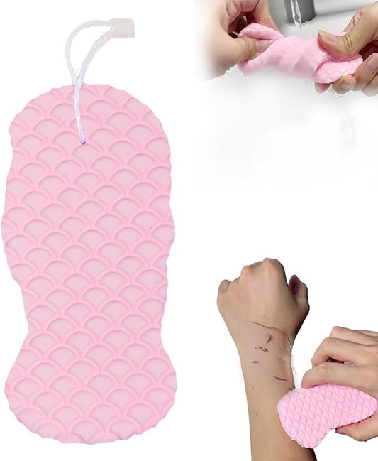 Magic Exfoliating Body Scrubber,3D Super Soft Exfoliating Bath Sponge,Removes Dead Skin and Impurities from Body-Skin Friendly and Reusable for Adults Children and Pregnant Women(Pink)