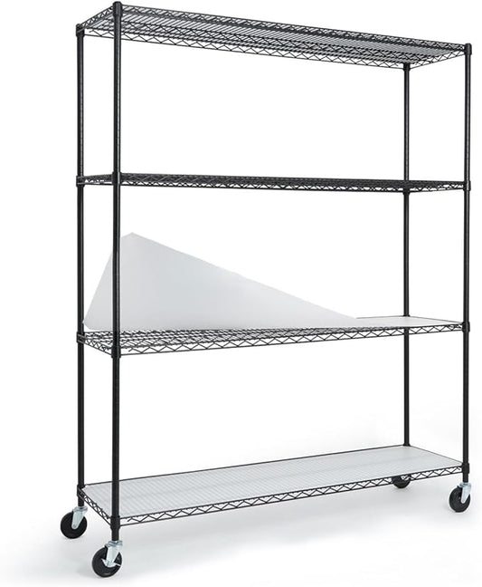 CAPHAUS NSF Commercial Grade Heavy Duty Wire Shelving w/Wheels, Leveling Feet & Liners, Storage Metal Shelf, Garage Shelving Storage, Utility Wire Rack Storage Shelves, 60 x 18 x 76 4-Tier w/Liner