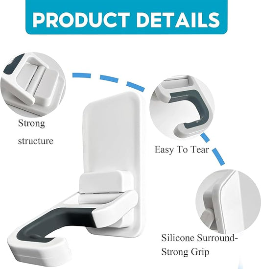 Broom Holder Wall Mount, 6 Pack Broom and Mop Organizer Wall Hanging Self Adhesive, No Drilling, Anti-Slip Broom and Mop Hanger Wall Mount Cleaning Ideal for Bathroom, Kitchen, Garden, Garage