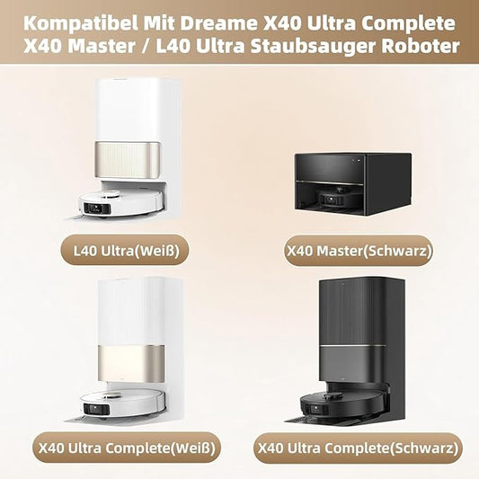 Replacement Parts Accessories for Dreame X40 Ultra Complete L40 Ultra AE/CE X40 Master MOVA P10 Pro P50 Pro Ultra Mop Pads X6; Dust Bag X4; Filter HEPA X4; Main Brushes X2; Side Brushes X4