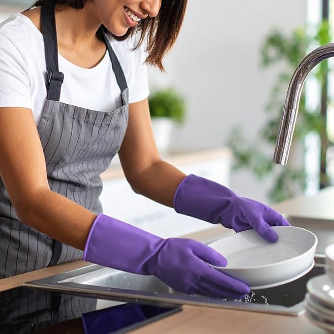 Rubber Gloves for Dishwashing & Household Odor-Free, Comfortable Fit, Reusable, Non-Slip Made in Korea (5 Pairs)