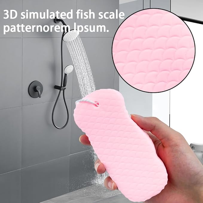 4PCS Magic Exfoliating Bath Sponge Set, 3D Super Soft Body Scrubber, Reusable Exfoliating Shower Sponge for Dead Skin Removal, Suitable for All Skin Types (4 Colors)