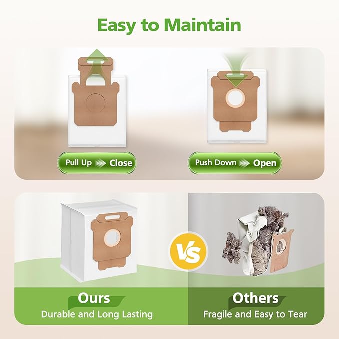 105 Dust Bags for iRobot Roomba Essential 104 Vac/104 Combo/105 Vac/105 Combo/Plus 404/405/505 Combo/504 Vac/Max 705 Vac&Combo/Q0520 Robot Vacuum Cleaner, 2.8 L Disposal Vacuum Bags for Roomba